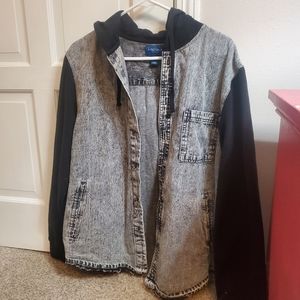 acid wash denim hoodie